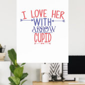 Poster Cadeau Couple Je L'Aime Avec Arrow Cupid (Bureau à domicile)