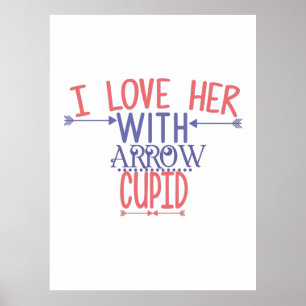 Poster Cadeau Couple Je L'Aime Avec Arrow Cupid