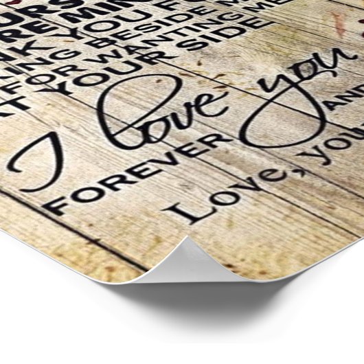 Poster Cadeau customisé, À Mon Mari Lettre (Coin)