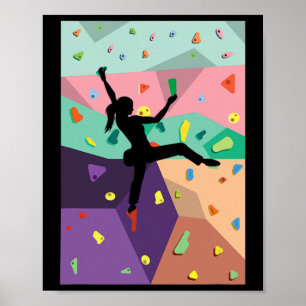 Poster Cadeau d'alpiniste de sports d'escalade de mur d'e