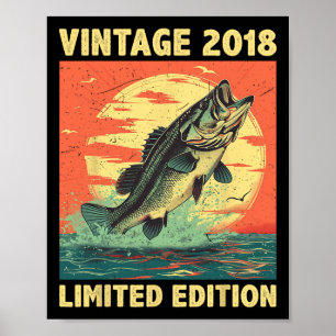 Poster Cadeau d'anniversaire 2018 Pêche Pêcheur Poisson N