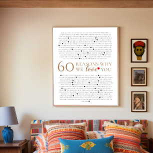 Poster Cadeau d'anniversaire 60 ans pour 60 raisons pour