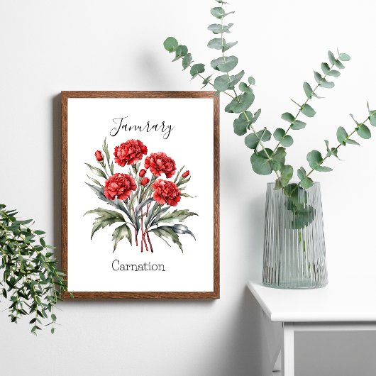 Poster Cadeau d'anniversaire Fleur de naissance de janvie