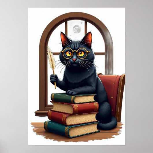 Poster Cadeau d'anniversaire Six Seven Dark Academia Chat (Devant)