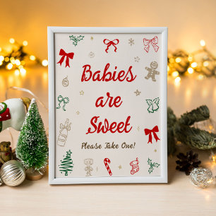 Poster Cadeau de Baby Shower de Noël Bébés sont Mignons