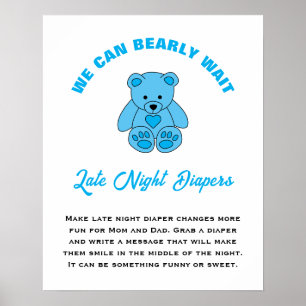 Poster Cadeau de Baby Shower Oursons à Venir Couches pour