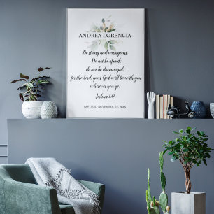 Poster Cadeau de baptême Josué 1 9