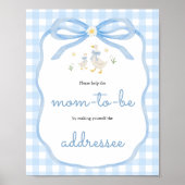 Poster Cadeau de bébé Oie Ridicule | Panneau de table pou (Devant)