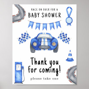 Poster Cadeau de bébé voiture de course Merci d'être venu