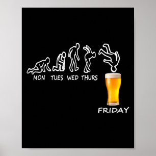 Poster Cadeau de bière prêt pour vendredi, Semaine de tra