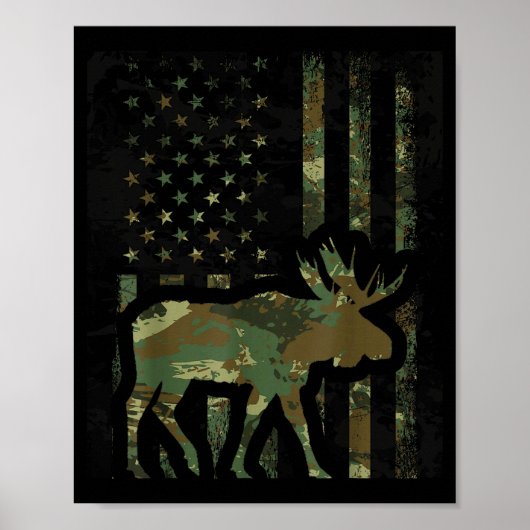 Poster Cadeau de chasse de drapeau américain camouflé pou (Devant)