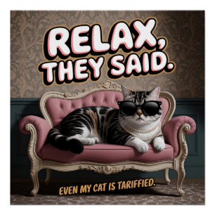 Poster Cadeau de chat détendu pour les amateurs d'animaux