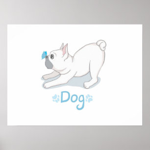 Poster Cadeau de chien mignon   Chien drôle avec papillon