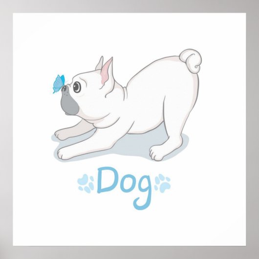 Poster Cadeau de chien mignon | Chien drôle avec papillon (Devant)