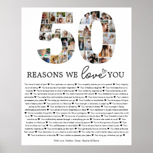 Poster Cadeau de collage photo de 50 raisons pour lesquel