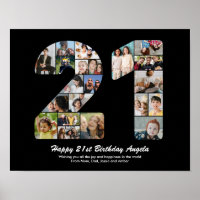 Cadeau de collage photo numéro 21 pour 21e anniver