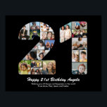 Poster Cadeau de collage photo numéro 21 pour un 21e anni<br><div class="desc">Marquez des années de merveilleux souvenirs et aventures avec ce captivant Collage de Photo de Numéro d'Anniversaire 21. Ce modèle personnalisable est le mélange parfait de créativité et de sentiment, vous permettant de créer un cadeau vraiment mémorable et personnalisé pour le jour spécial de votre proche. Capturez l'essence d'années incroyables...</div>