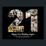 Poster Cadeau de collage photo numéro 21 pour un 21e anni<br><div class="desc">Célébrez des années de merveilleux souvenirs et d'aventures avec ce captivant Collage de Photo de Numéro d'Anniversaire 21. Ce modèle personnalisable est le mélange parfait de créativité et de sentiment, vous permettant de créer un cadeau vraiment mémorable et personnalisé pour le jour spécial de votre proche. Capturez l'essence d'années incroyables...</div>