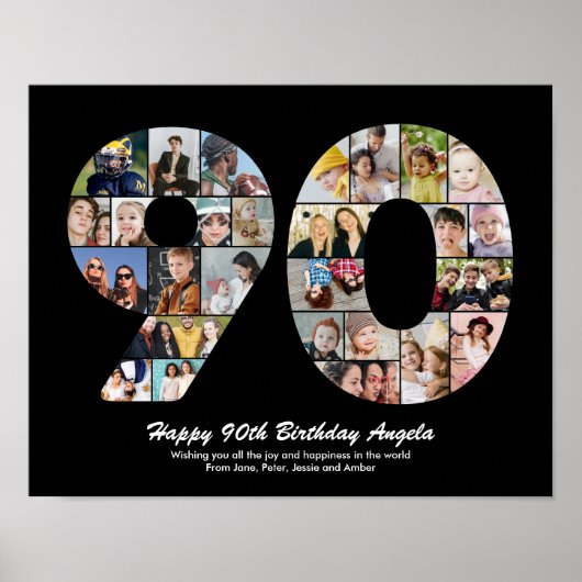 Poster Cadeau de collage photo pour le 90e anniversaire N (Devant)