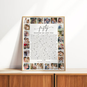 Poster Cadeau de collage photo souvenir 50 raisons pour l