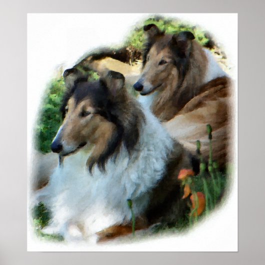 Poster Cadeau de Collie Rough d'art (Devant)