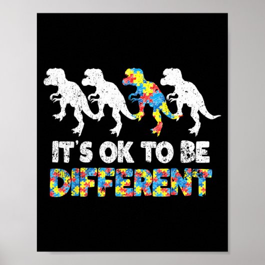 Poster Cadeau de dinosaure de sensibilisation à l'autisme (Devant)