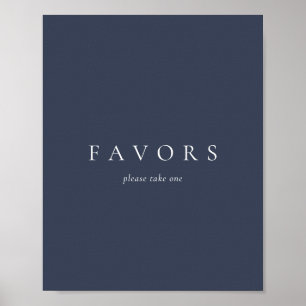 Poster Cadeau de Faveurs de Mariage Minimal Navy