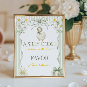 Poster Cadeau de fête de bébé Sage Vert Silly Goose Neutr