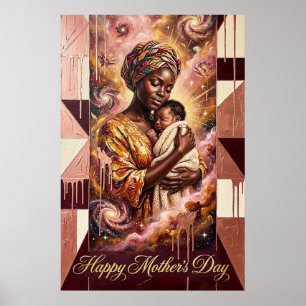 Poster Cadeau de Fête des Mères — Art Céleste Maman Bébé 