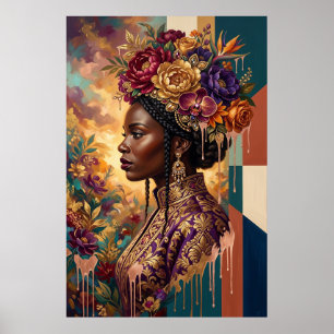 Poster Cadeau de Fête des Mères — Couronne florale Reine