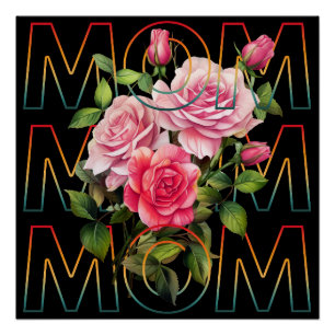 Poster Cadeau de fête des mères en typographie florale ma