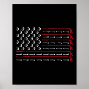 Poster Cadeau de golfeur américain patriotique Drapeau Us