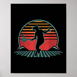 Poster Cadeau de joueur de badminton rétro vintage années