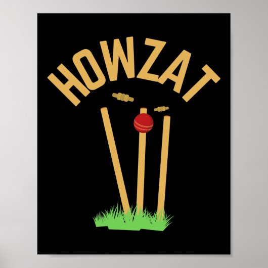Poster Cadeau de joueur de cricket Howzat méchant renvers (Devant)
