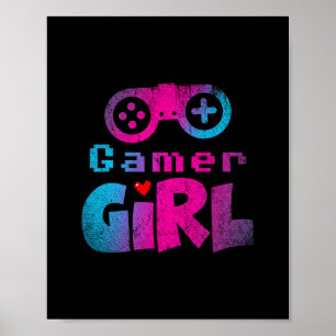 Poster Cadeau de joueuse de jeu vidéo nerd e sport gaming
