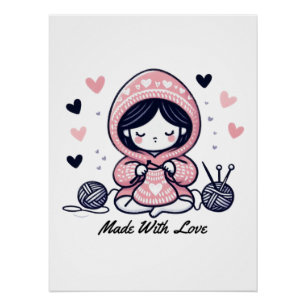 Poster Cadeau de la Fête des Mères Fabriqué avec amour