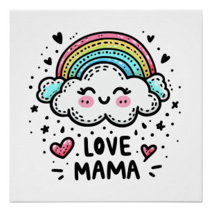 Poster Cadeau de la fête des mères J'aime maman