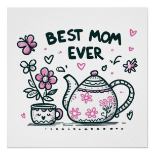 Poster Cadeau de la fête des mères   Meilleure maman qui 