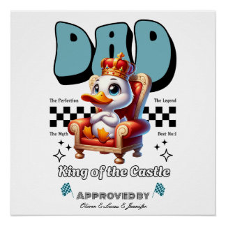 Poster Cadeau de la fête du père sur mesure, papa canard