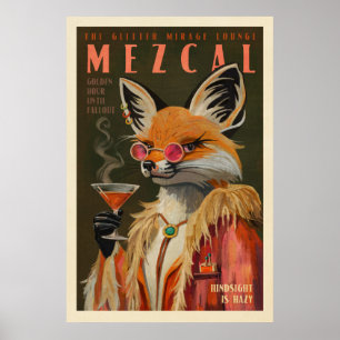 Poster Cadeau de l'amant de Mezcal Fox Vintage Cocktail A