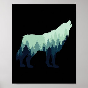Poster Cadeau de loup de nature de plein air de camping e