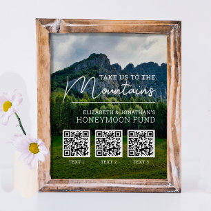 Poster Cadeau de lune de miel code QR moderne en espèces