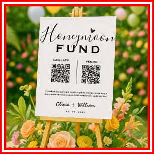 Poster Cadeau de Lune de Miel QR Moderne Vœu de Mariage