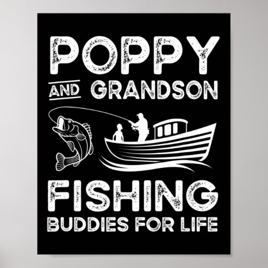 Poster Cadeau de Mamie et petit-fils compagnons de pêche (Devant)