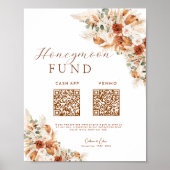 Poster Cadeau de Mariage Floral Cash Fond de Rêve QR Code (Devant)