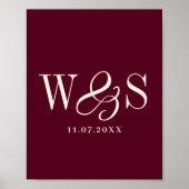 Poster Cadeau de mariage initial pour couples marron (Devant)