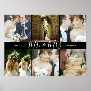 Poster Cadeau de mariage M. et Mme 6 Collage de photos
