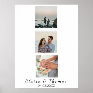 Poster Cadeau de mariage personnalisé avec 3 photos