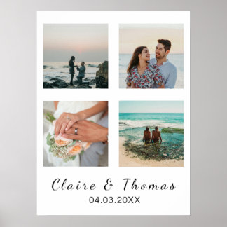 Poster Cadeau de mariage personnalisé avec 4 photos