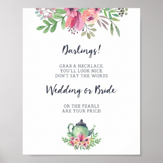 Poster Cadeau de Mariée N'ecrivez pas Mariée Panneau de j (Devant)